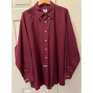 Brooks Brothers Sport Shirt Mens XL Red Navy Gingham Cotton Button Down Long Slv